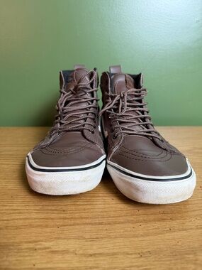 Vans Brown High-Top Sneakers with White Sole
